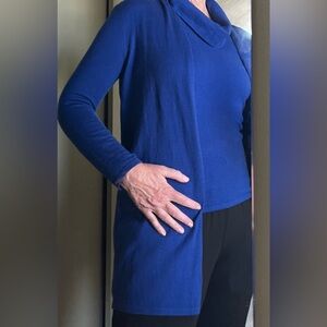 Chico's Blue Cotton Nylon Rabbit Hair Tank & Cardigan Size Medium